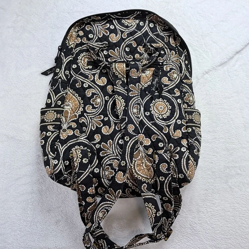 Vera Bradley Cafe Latte Backpack Black Brown Mandala Quilted Small Travel Bag